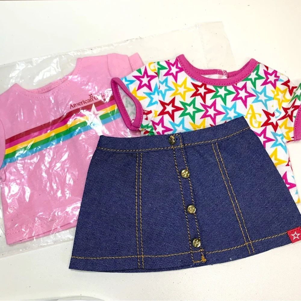 NEW! American Girl Doll Clothing Lot 2 Tops and Skirt